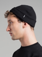 Piqué beanie hat (black) in organic cotton, made in Portugal by wetheknot.