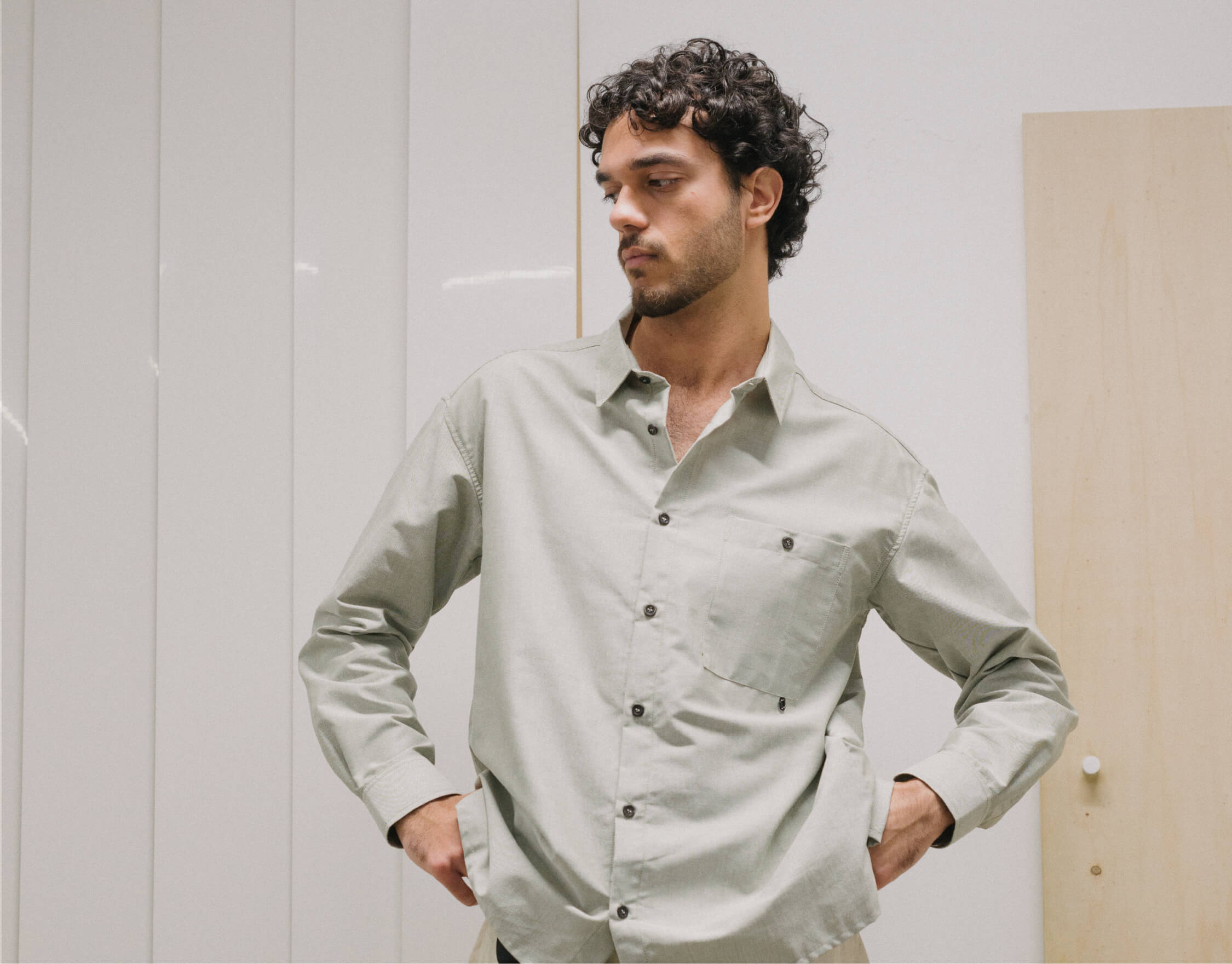 Oxford pocket shirt (green melange) in cotton, made in Portugal by wetheknot